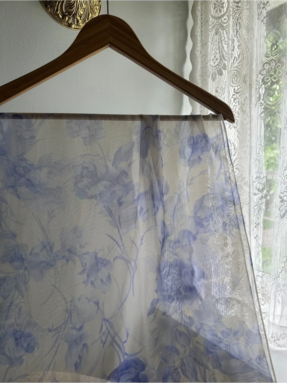 Sheer Floral Scarf in Light Lavender